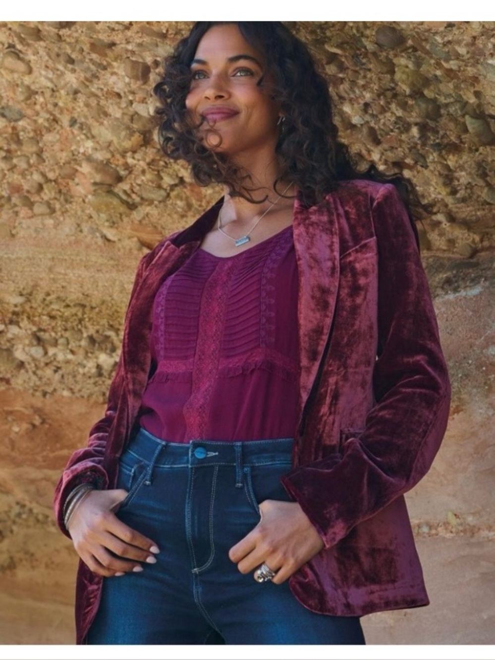 Sundance Living Ravell Crushed Velvet Silk Blazer Jacket in Boysenbry Size 10